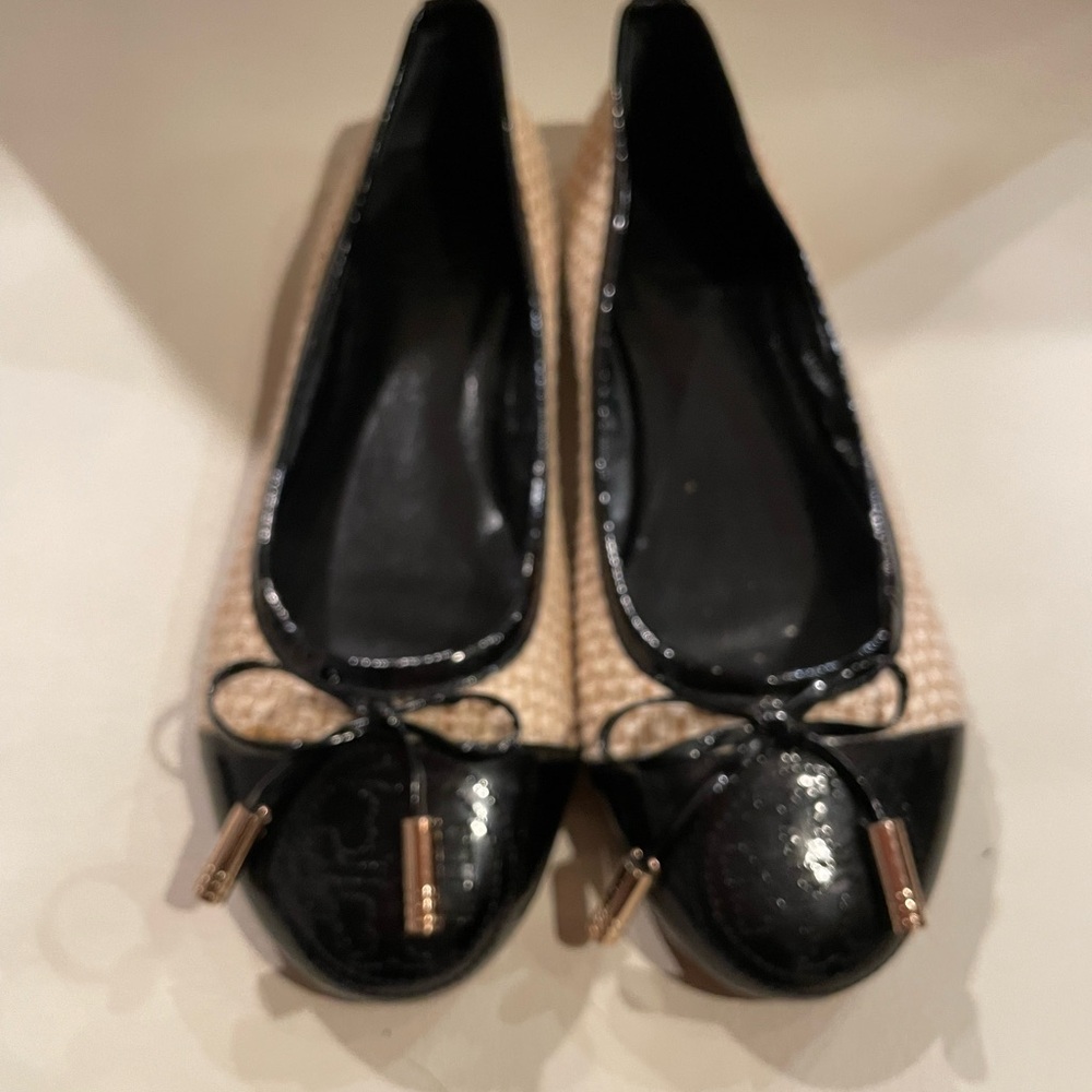 Tory Burch Black and Cream Loafers